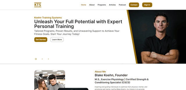 Screenshot of Koehn Training Systems project